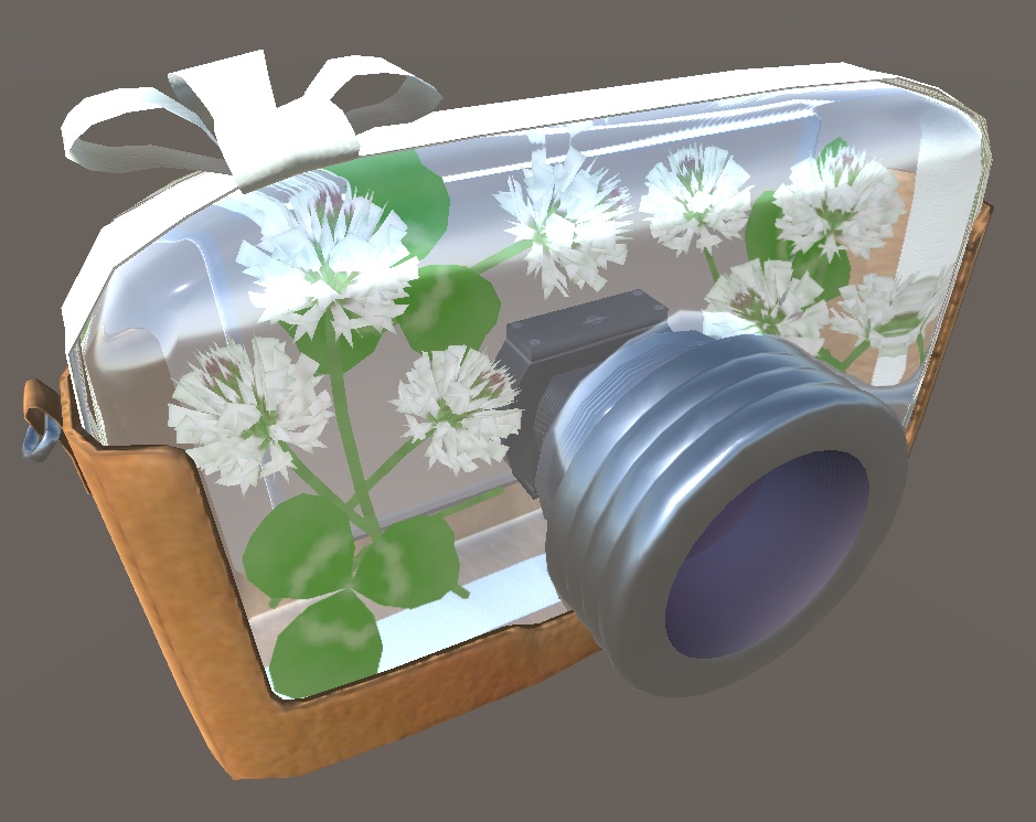 ハーバリウムなカメラ(シロツメクサとガーベラ)