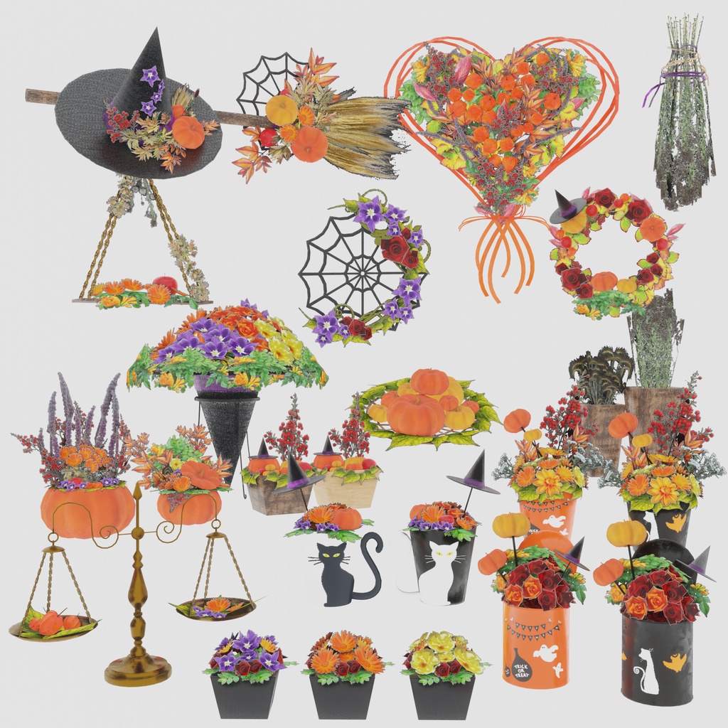 ハロウィンちっくな花かざり