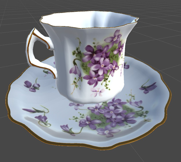 アンティーク　スミレ柄ティーカップ＆ソーサー