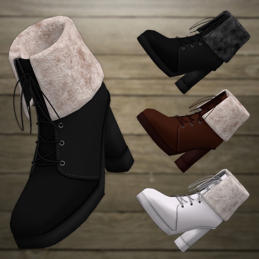 モコついたショートブーツ