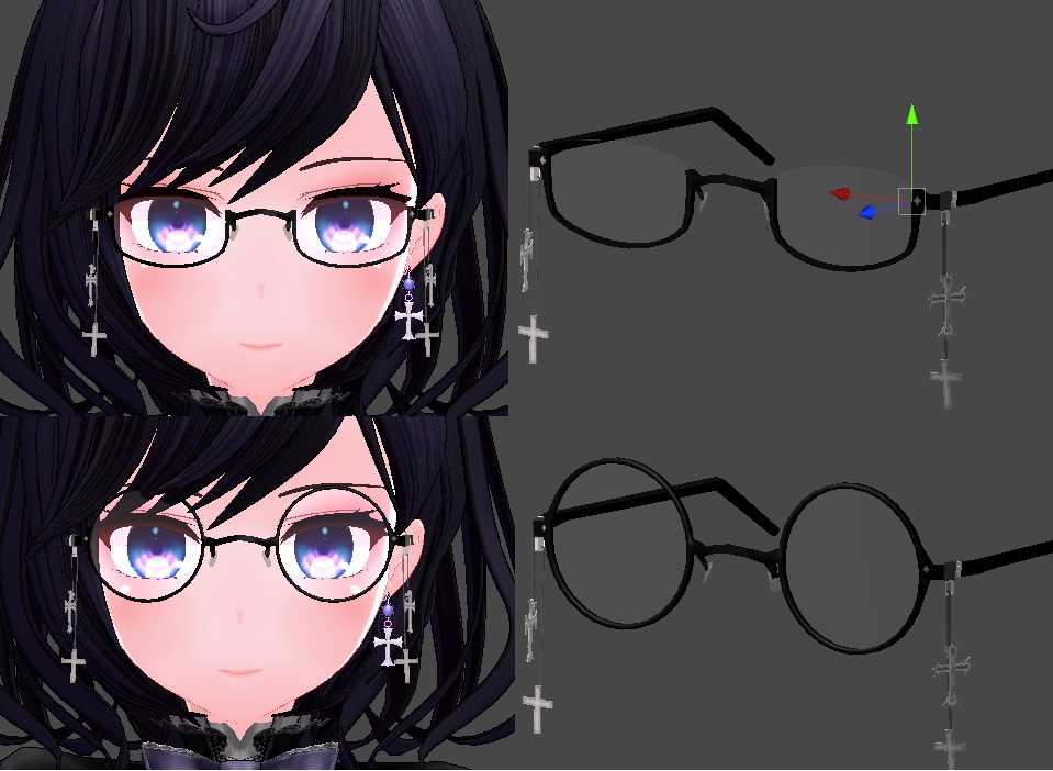 クロスチェーンアンダーリムメガネ&丸眼鏡