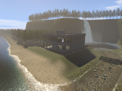 滝と海がやたら近い家