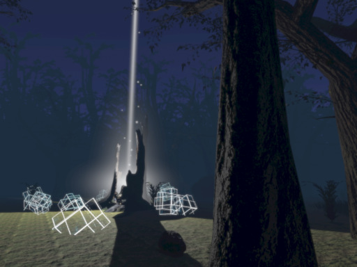 夜の森、息を潜めて