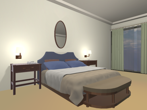 おしゃれなベッドが置いてあるだけの部屋