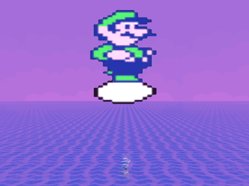 Luigi's Ridin on an Egg over the Ocean world