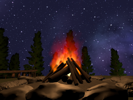 夜空の下で焚火