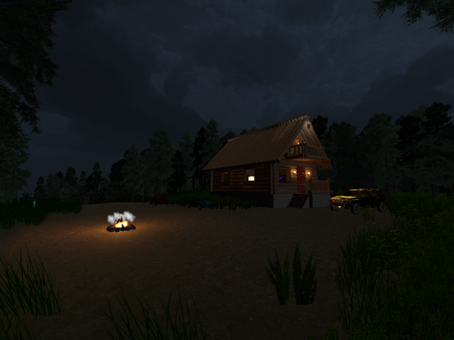 Log Cabin on Forest Mountains