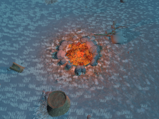 Bonfire in snow mountain