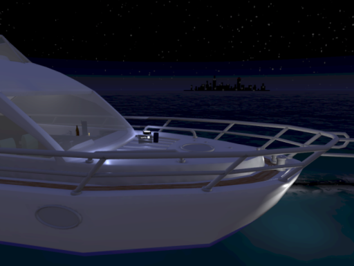 海の上のクルーザー