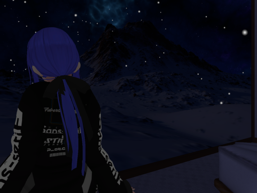 雪山に臨む寝室