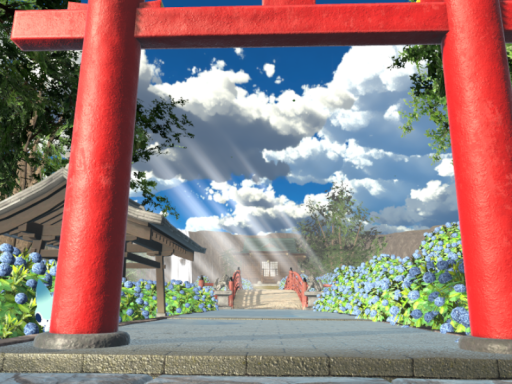 狐の紫陽花箱庭