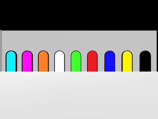 九つの合成色がある部屋