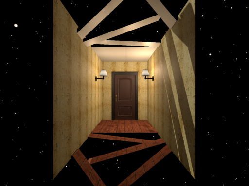 Corridor of broken floor