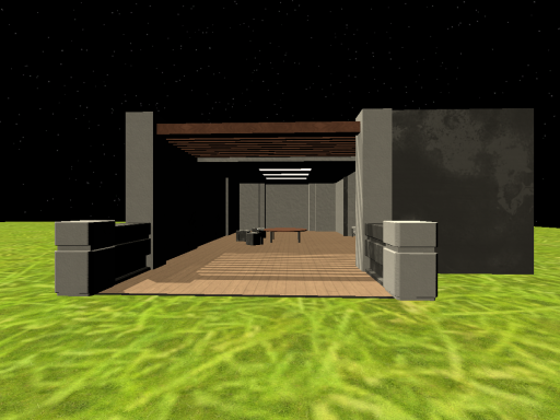 Tree and a house and a mirror and a pen