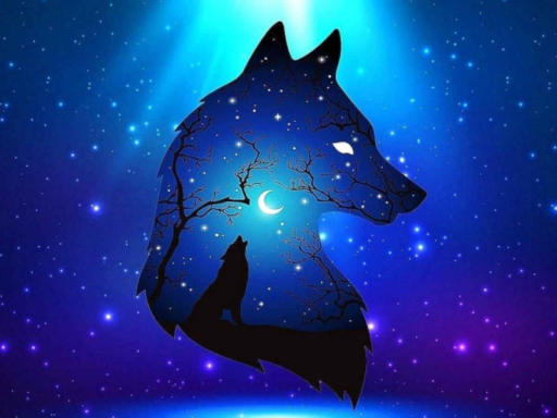 wolf drinks at night