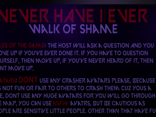 Never Have I Ever˸ walk of shame edition（test‚ WIP）