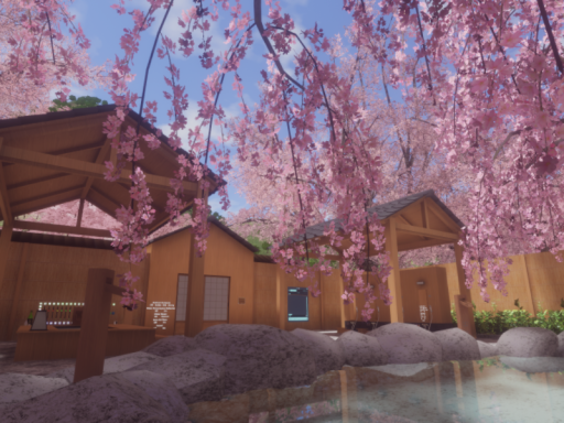 春の山見温泉・昼 Yamami Hot Spring （Spring Noon）