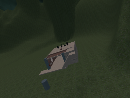 Experimental word crossplatform with gun and CCTV cameras