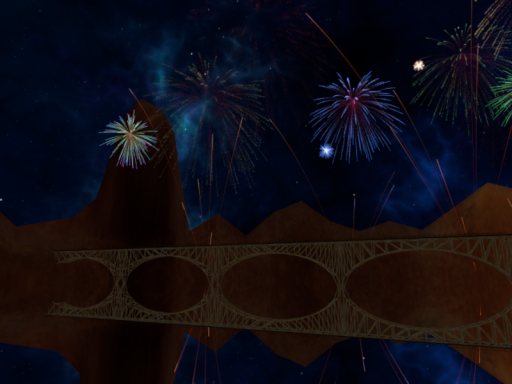 夜空の華とシルエット