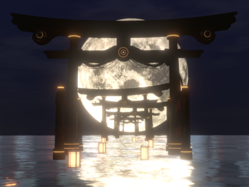 よく見るでけえ月とでけえ鳥居