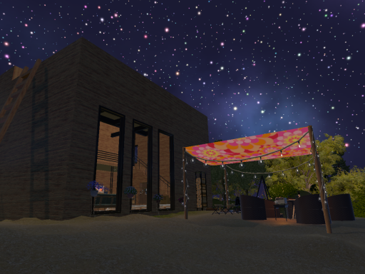 夜の高原の避暑地