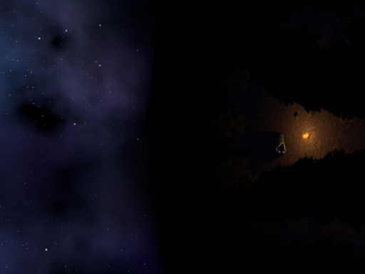 星を眺めながらマシュマロを焼くワールド