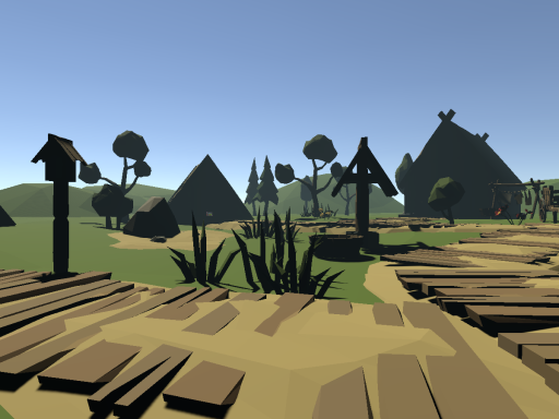 low poly village